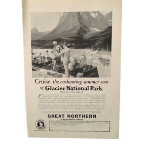 Vintage 1927 Great Northern Glacier National Park Ad Advertisement